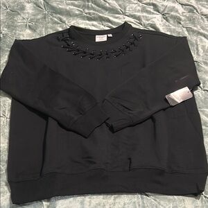 Torrid Black Sweater with Lace-Up Detail